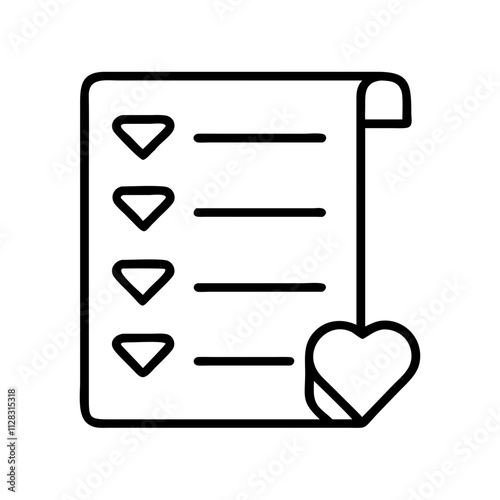wishlist icon, shopping vector icon, ecommerce vector icon - black outline icon of wishlist symbolizing social media, Shopping and E-commerce in simple design.
