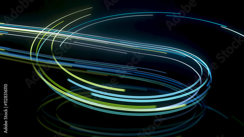 Light rays lines stripes neon color path glow. Futuristic animation for titles or logo.3D colorful lines.2