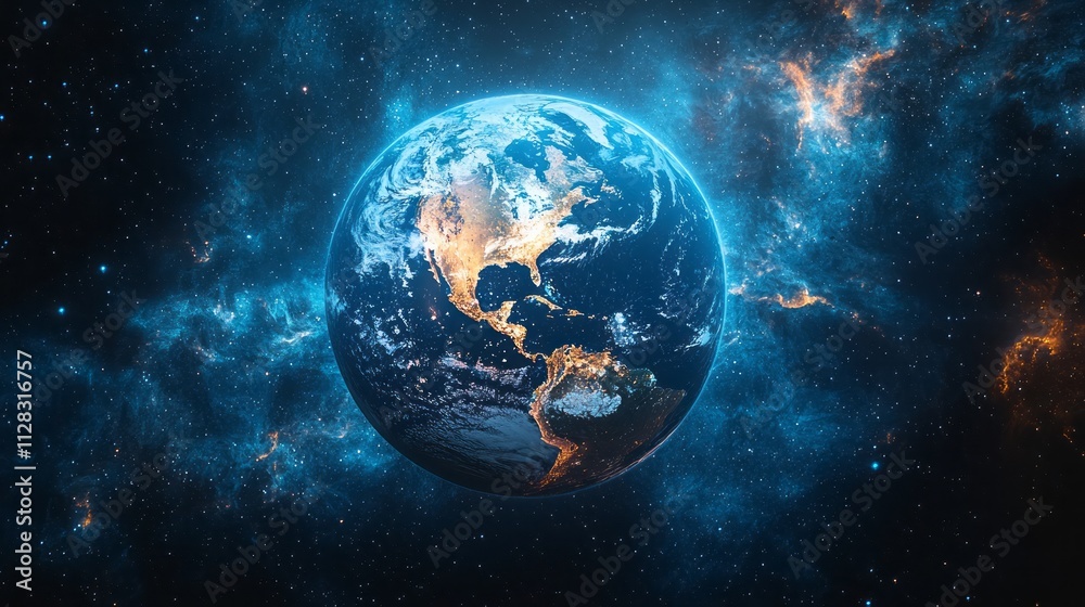 Beauty of planet Earth with nebula and planet. Beauty of planet Earth with nebula and planet.