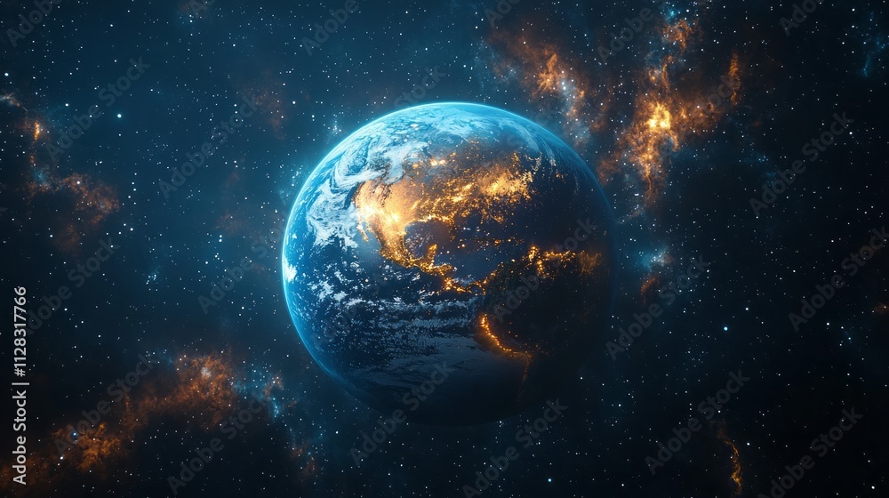 Fototapeta premium Beauty of planet Earth with nebula and planet.
