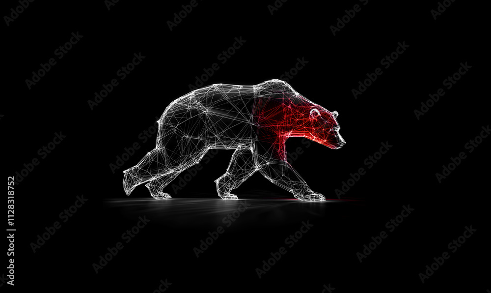 Obraz premium Bear low poly technology background with abstract polygonal digital design