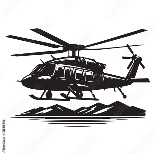 Helicopter silhouette vector illustration