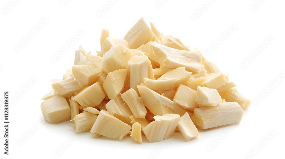 Chopped Parsnip isolated in white background Chopped Parsnip isolated in white background