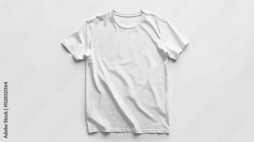 White Crew Neck T Shirt Mockup Displayed Flat White Crew Neck T Shirt Mockup Displayed Flat