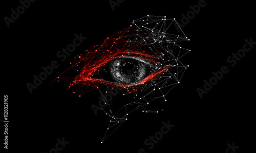 Eye low poly technology background with abstract polygonal digital design