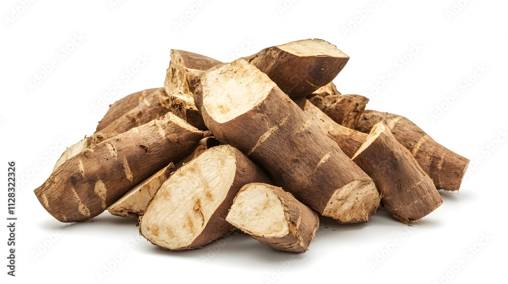 Chopped Elephant foot yam isolated in white background Chopped Elephant foot yam isolated in white background