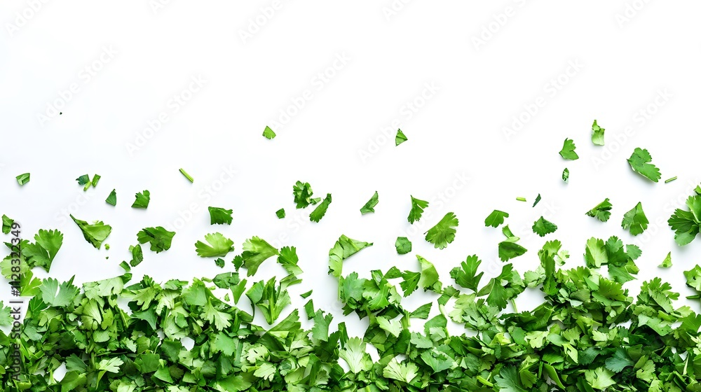 Chopped Coriander leaves isolated in white background Chopped Coriander leaves isolated in white background