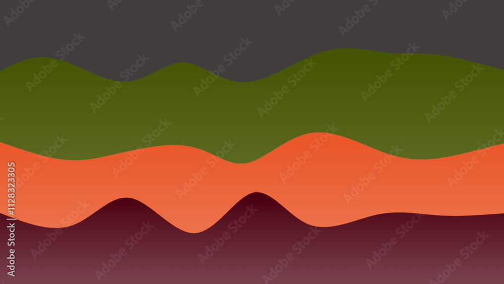 Fototapeta premium Black, green and pink coloured wave patterned background with a flowing design