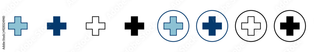 Obraz premium Plus Icon vector isolated on white background. Add plus icon. Addition sign. Medical Plus icon