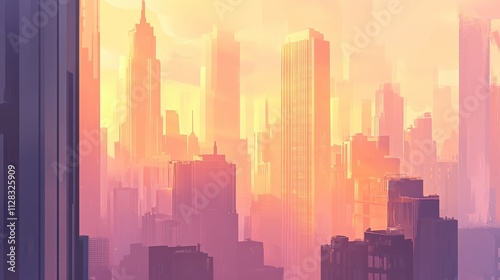 Ethereal Morning Fog Embracing Skyscrapers at Sunrise