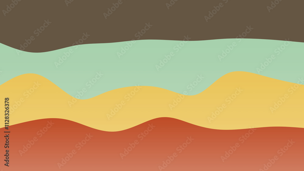 Obraz premium Brown, blue and yellow coloured wave patterned background with a flowing design