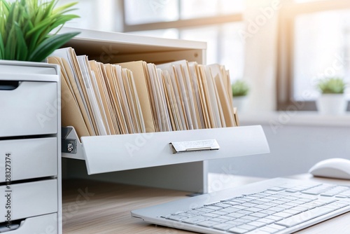Tax payment confirmation slips organized neatly in a file cabinet
