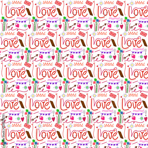 seamless pattern with valentine doodles