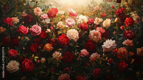 Wallpaper Mural A Lush Garden Of Vibrant Roses In Full Bloom Torontodigital.ca