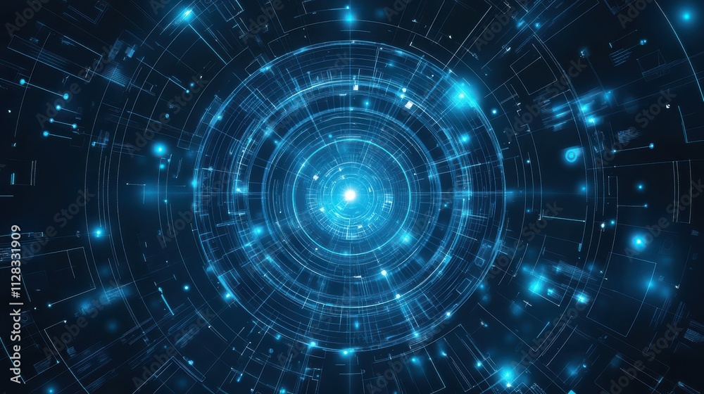 Naklejka premium Technology Concept Background in Abstract Blue Style.