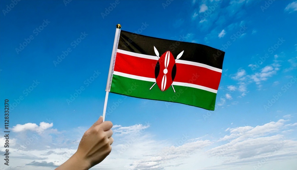 Naklejka premium generative ai. Hands holding kenya flag. Kenya flag for Independence Day