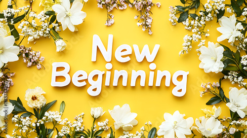 Stylish Presentation of 'New Beginning' in Allura Font on a Complementary Background with a Refined Border Pattern photo