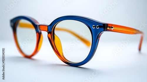 Isolated white background trendy glasses bold neoncolored frames perfect for stylish and formal office environments