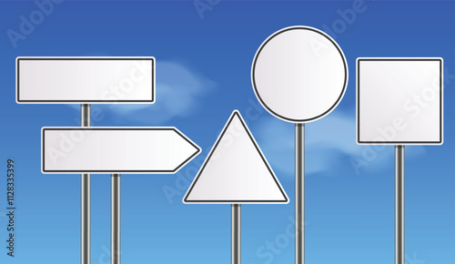 Set of blank Road traffic signs template, various shapes vector illustration signboards