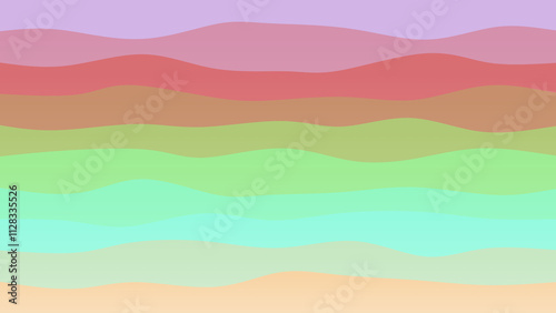 Purple, cream and green coloured wave patterned background with a flowing design