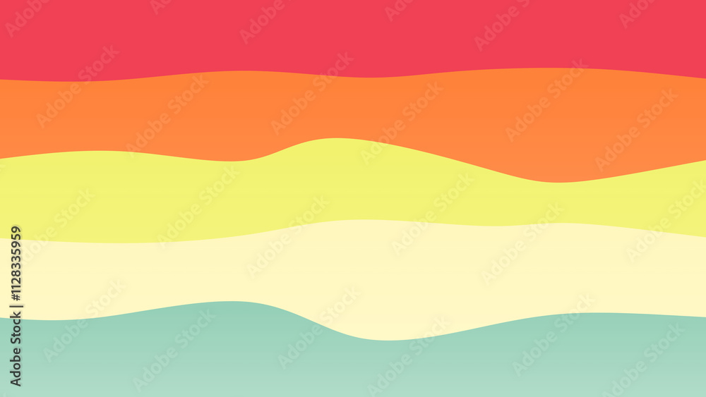 Rainbow coloured wave patterned background with a flowing design