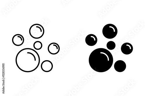 Bubbles set icon template, Soap foam, fizzy drink, oxygen bubble symbol vector sign isolated on white background illustration for graphic and web design.