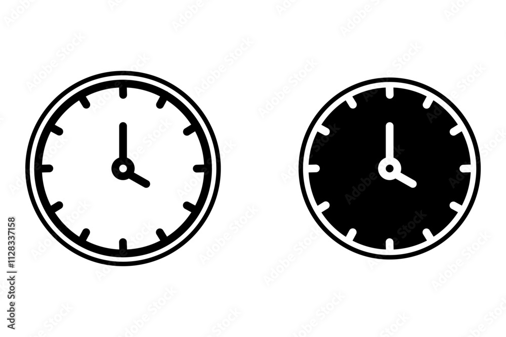 Clock Icon Vector for web on white background Clock Icon Vector for web on white background