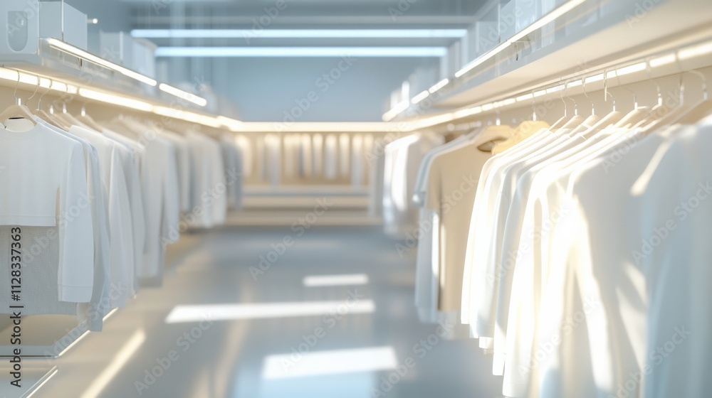 Obraz premium modern clothing store interior with white garments