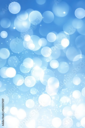 Light Blue Background with White Bokeh and Clouds.