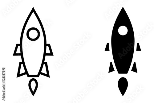 Rocket icon. Simple outline rocket signs set. Rocket launched icon
white background, vector illustration. 