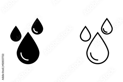 Water drops icon set. Editable vector pack of water line icons. A drop of water. Vector illustration on white background