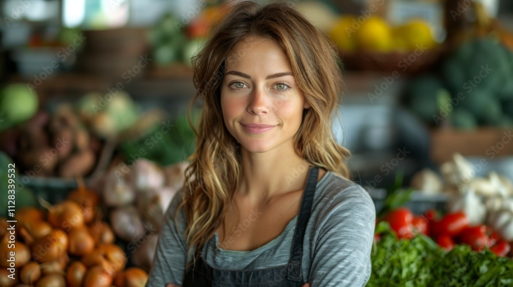 Healthy Lifestyle. zero-waste cooking class demonstrating techniques for using food scraps and leftovers to create delicious meals. woman stands in front of table packed with various vegetables Healthy Lifestyle. zero-waste cooking class demonstrating techniques for using food scraps and leftovers to create delicious meals. woman stands in front of table packed with various vegetables