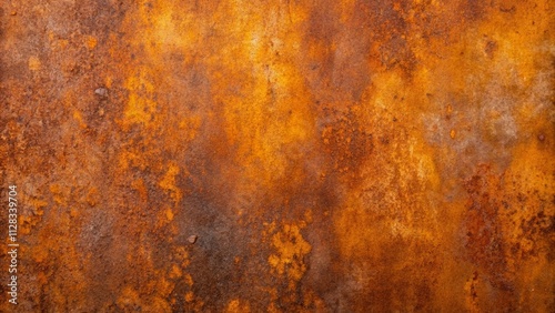 Grunge rusty orange brown metal corten steel stone background texture banner panorama..
 photo