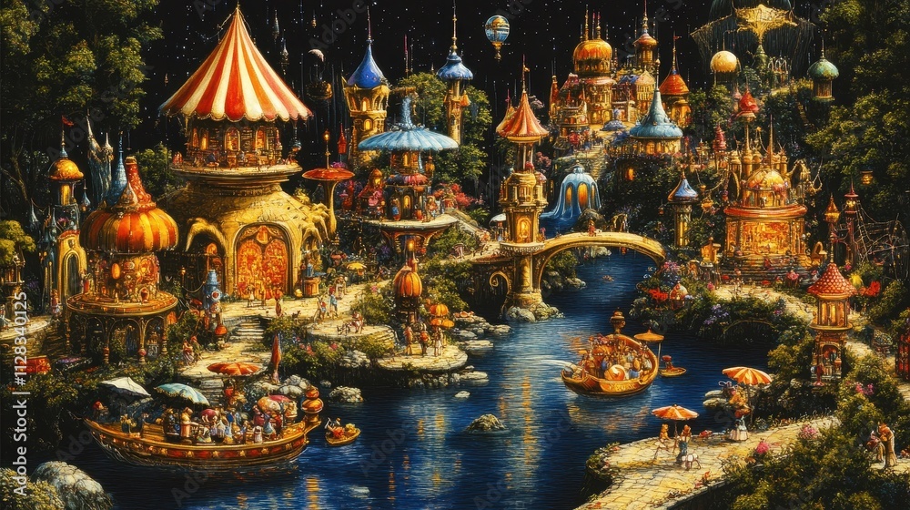 Fototapeta premium Enchanting Carnival Kingdom: A Fantastical Landscape of Whimsical Delights