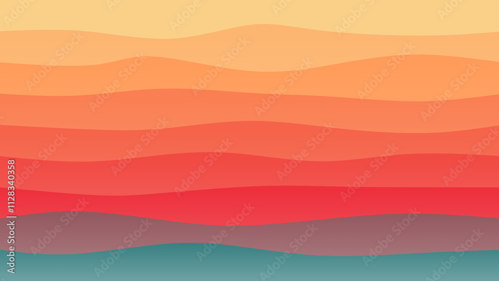 Yellow, orange and blue coloured wave patterned background with a flowing design Yellow, orange and blue coloured wave patterned background with a flowing design