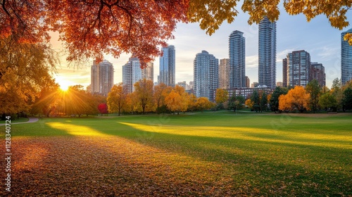 Colorful Autumn Landscape with Golden Hour Light