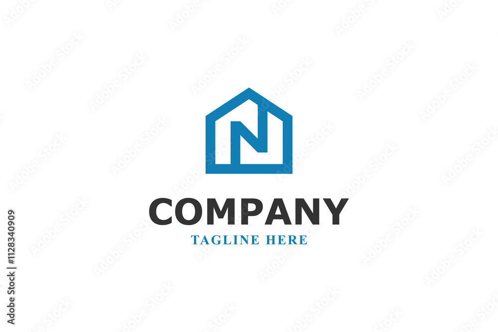 letter n with house and building letter n with house and building