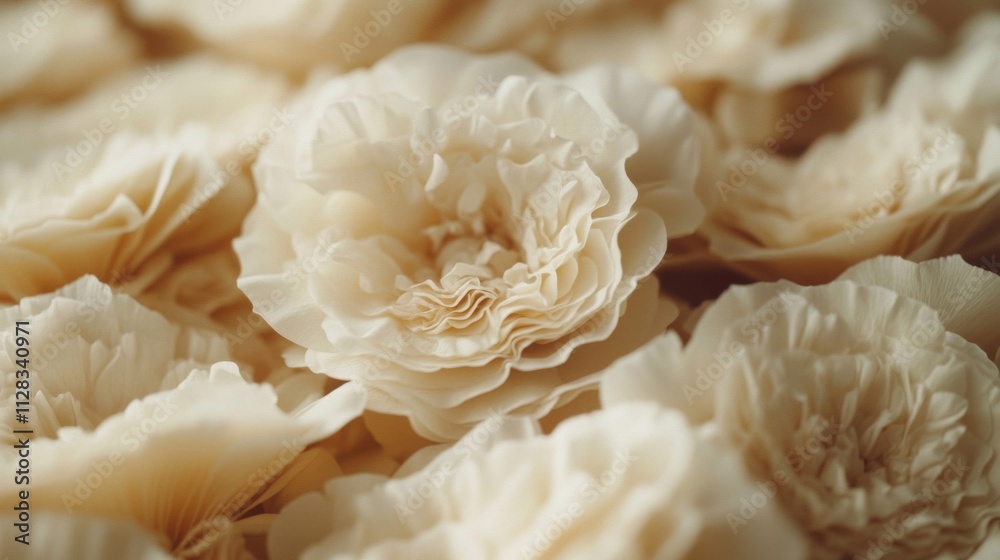 Delicate Cream Colored Flowers Close Up View Delicate Cream Colored Flowers Close Up View