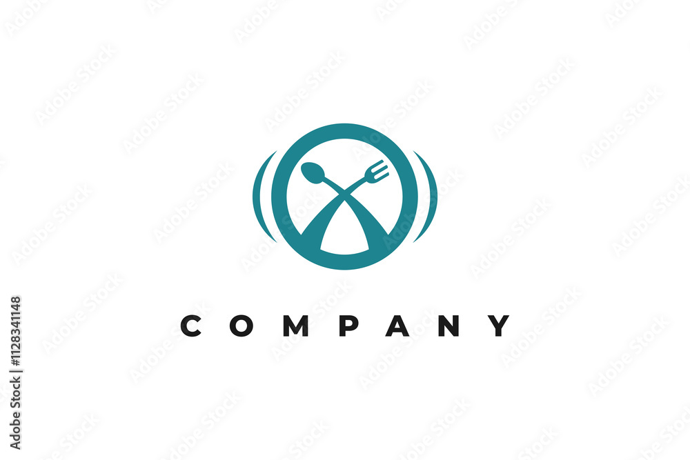 restaurant logo with fork and spoon in circle restaurant logo with fork and spoon in circle
