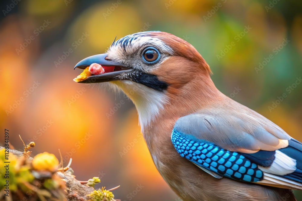 Close-Up of a Eurasian Jay Bird with Food in Beak, Nature's Beauty in Focus, Capturing Wildlife Moments, Stunning Avian Photography, Colorful Birds in Their Habitat, Birdwatching Delight Close-Up of a Eurasian Jay Bird with Food in Beak, Nature's Beauty in Focus, Capturing Wildlife Moments, Stunning Avian Photography, Colorful Birds in Their Habitat, Birdwatching Delight