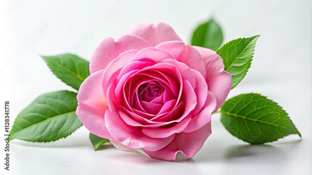 Close-Up Pink Hibiscus Flower, Minimalist Photography, Isolated Pink Rose, White Background, Upper & Lower Leaf Detail, Botanical Image, Floral Macro Close-Up Pink Hibiscus Flower, Minimalist Photography, Isolated Pink Rose, White Background, Upper & Lower Leaf Detail, Botanical Image, Floral Macro
