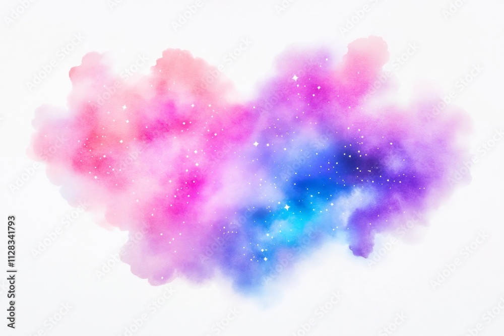 Fototapeta premium Dreamy Watercolor Galaxy Heart in Vivid Shades of Pink Purple and Blue with Scattered Star Details