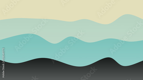 Black and sky blue coloured wave patterned background with a flowing design