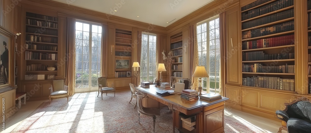Cozy and Inviting Home Library with Floor-to-Ceiling Bookshelves Cozy and Inviting Home Library with Floor-to-Ceiling Bookshelves
