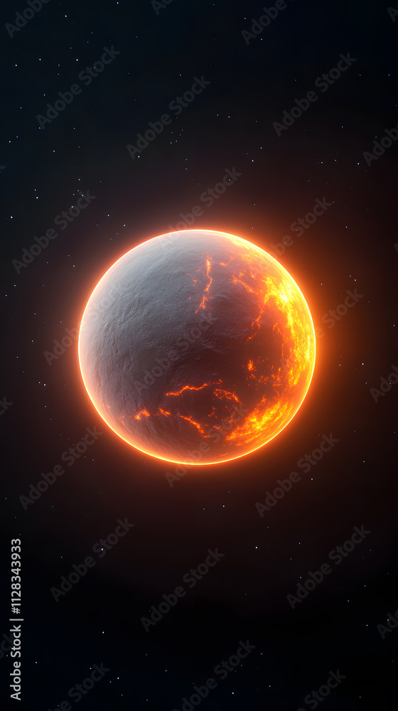Fototapeta premium Fiery planet's unveiling cosmic space digital art extraterrestrial environment a celestial view exploring planetary mysteries