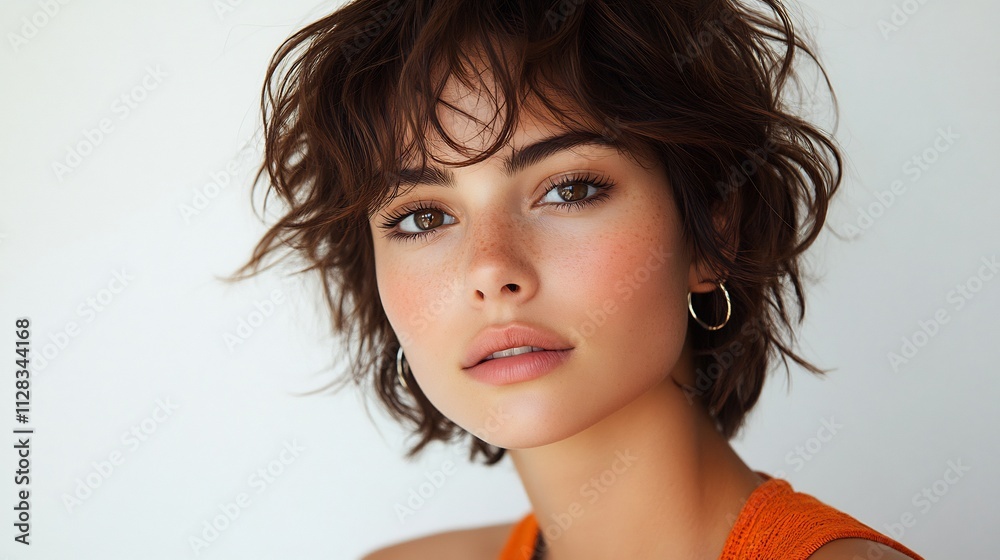 Isolated white background model short stylish hair in unique colors featuring a range of cuts and styles from various ethnic backgrounds and age groups Isolated white background model short stylish hair in unique colors featuring a range of cuts and styles from various ethnic backgrounds and age groups