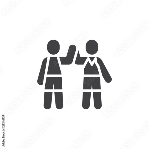 Two player high five gesture vector icon