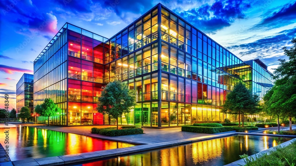 Fototapeta premium Eco-Friendly Office Building - Modern Architecture, Bright Glass