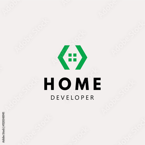 A sleek and professional logo for home developers, emphasizing innovation and quality in residential construction.