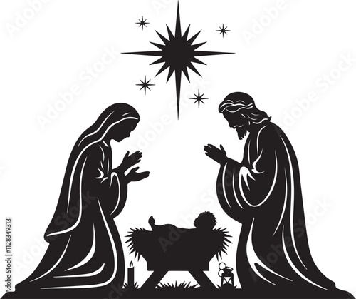 Las Posadas silhouette vector